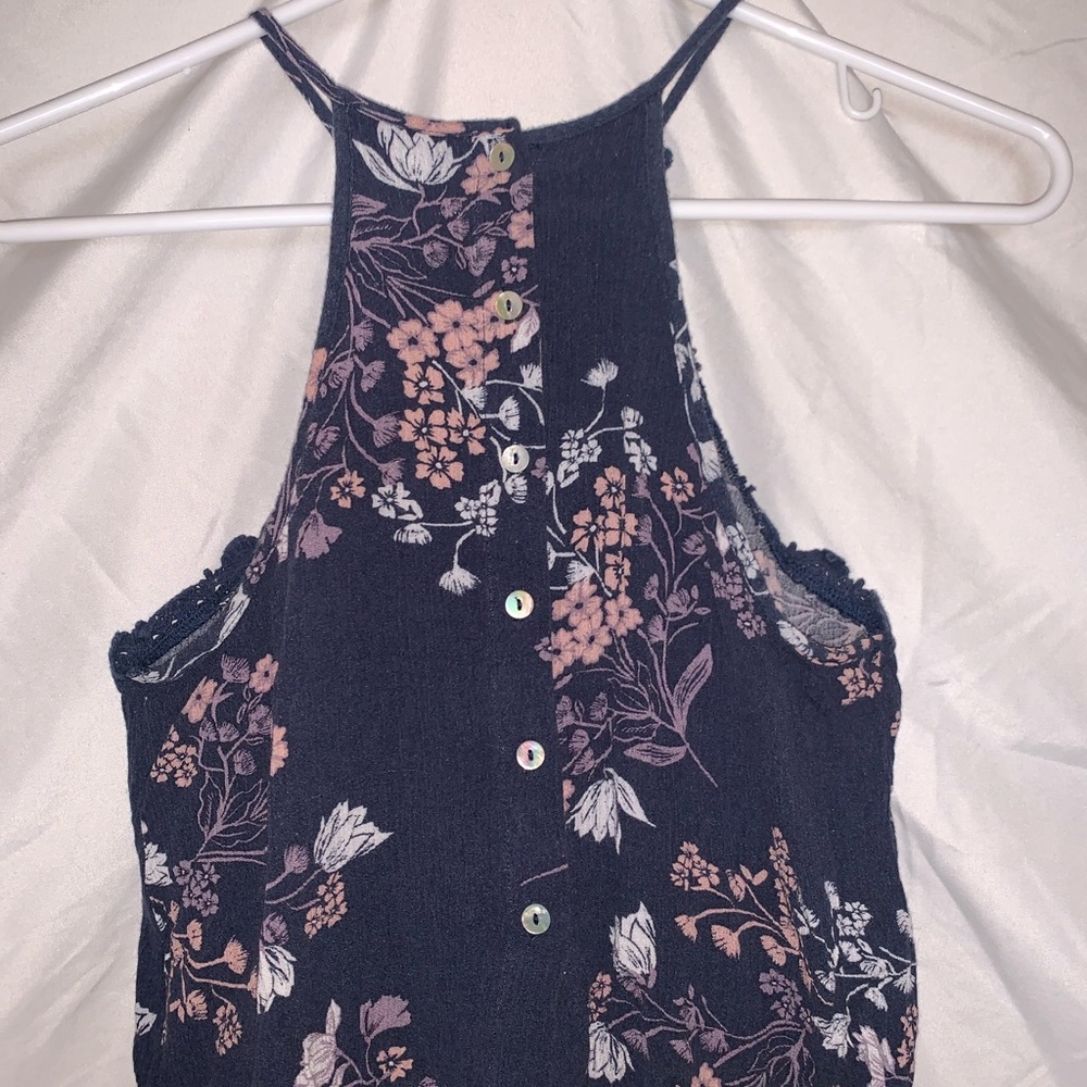 Cropped floral halter top